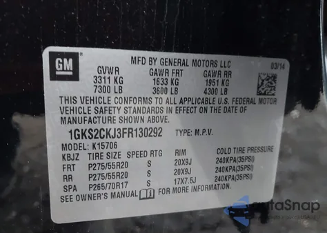 2015 GMC Yukon Denali from USA, damaged, VIN 1GKS2CKJ3FR130292